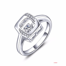 Dancing Diamond Jewelry 925 Silver Rings CZ Set